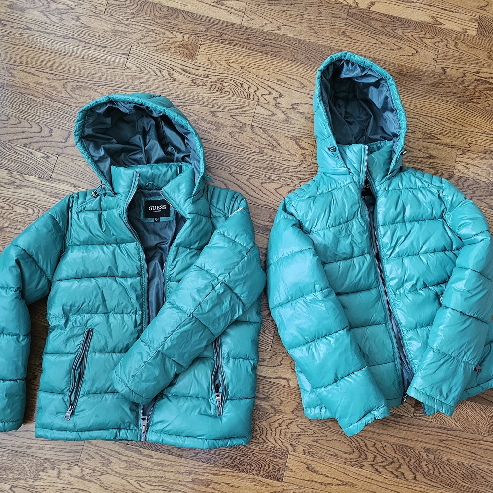 Guess Brand Green Puffer Jackets